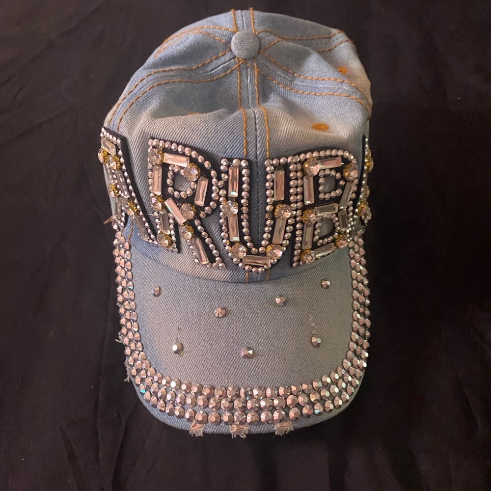 Embellished Denim Cap with Rhinestones ARUBA